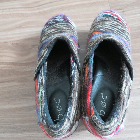 BOC BORN Rainbow Yarn Fabric Slip On Clog Shoes Boho Artsy Hippie - Size 6.5 - Picture 12 of 15